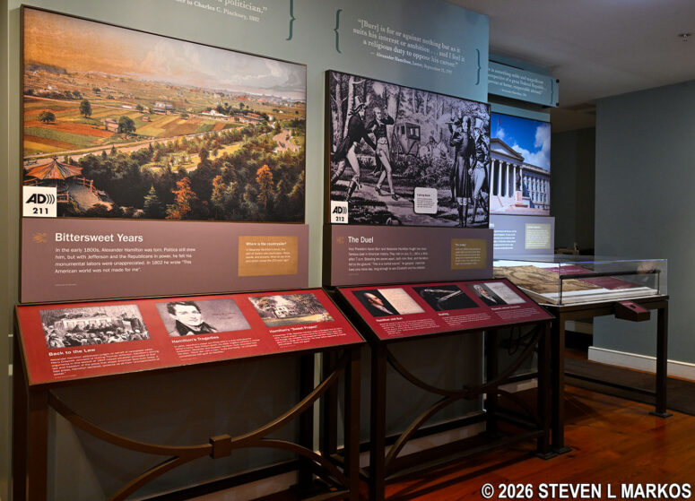 Information on Alexander Hamilton can be found in the first floor exhibit room of The Grange, Hamilton Grange National Memorial