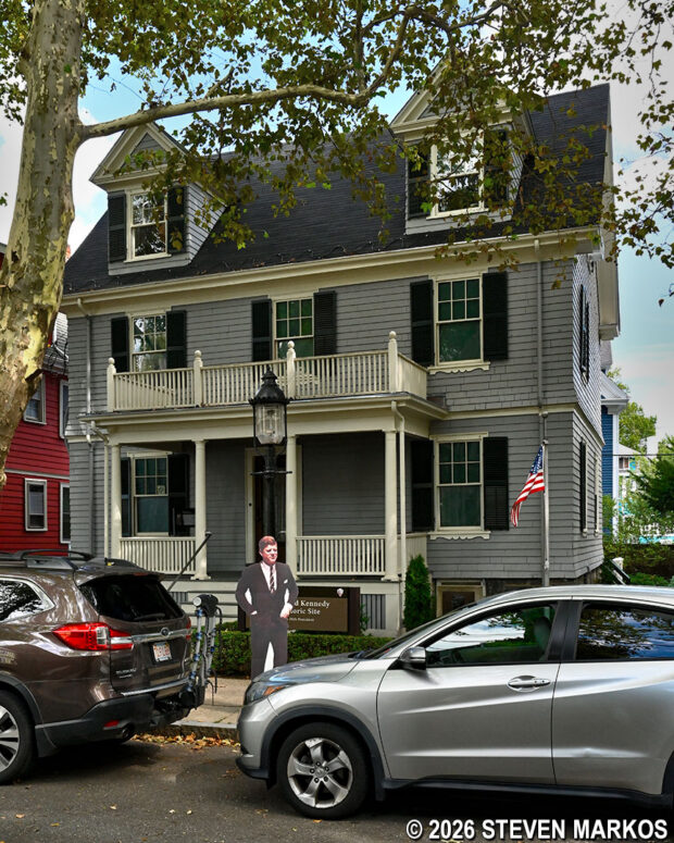 Street parking at the Kennedy House in Brookline, Massachusetts, John Fitzgerald Kennedy National Historic Site