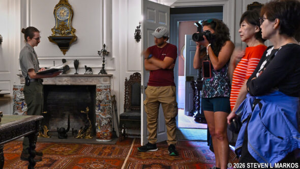 Ranger conducts a tour of the Henry Longfellow House in Cambridge, Massachusetts, Longfellow House – Washington’s Headquarters National Historic Site