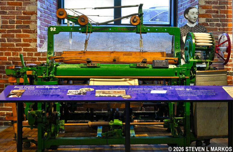 Loom on display at the Lowell Museum inside the Visitor Center for Lowell National Historical Park