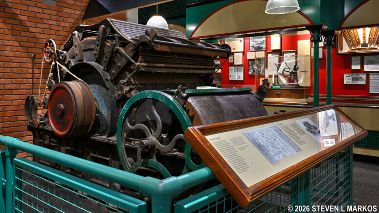 Carding machine on display in the Boott Cotton Mills Museum, Lowell National Historical Park