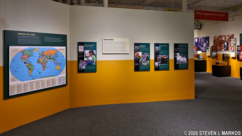 Exhibit on the modern textile industry in the Boott Cotton Mills Museum, Lowell National Historical Park