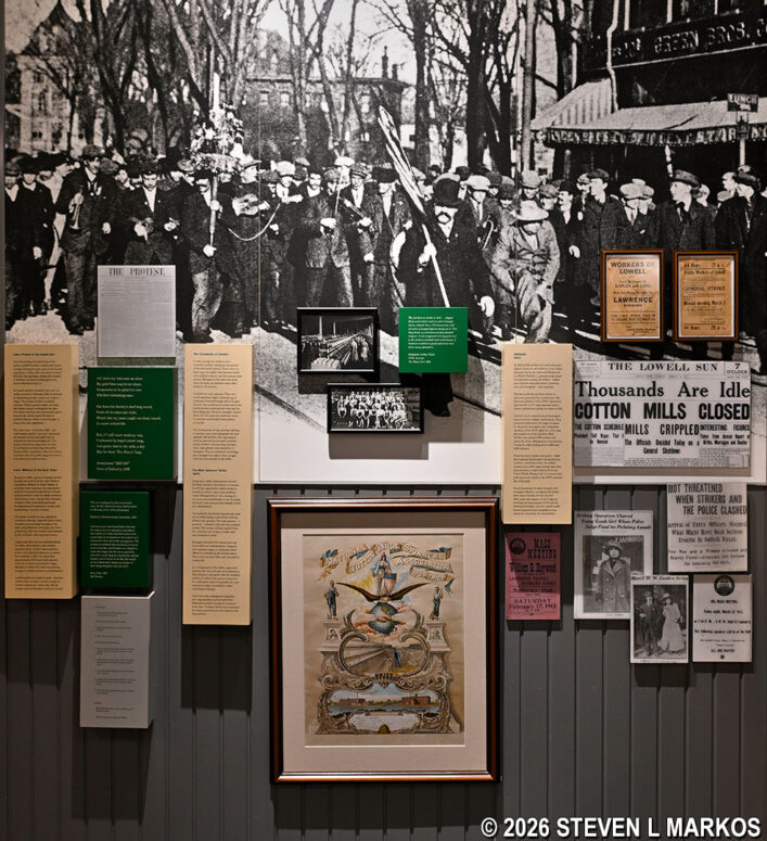 Labor strike exhibit in the Boott Cotton Mills Museum, Lowell National Historical Park
