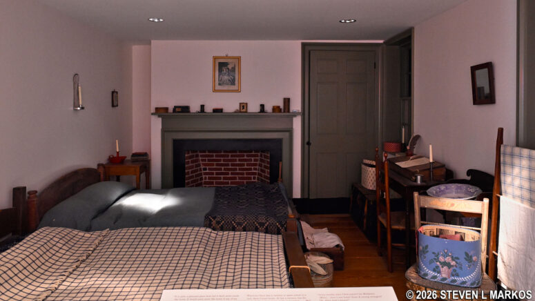 Mill Girls bedroom at the 1840s Boarding House Exhibit in the Mogan Cultural Center, Lowell National Historical Park