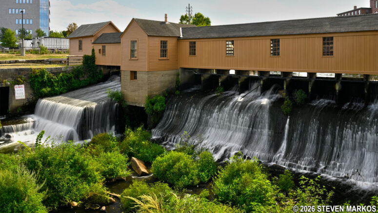 Sluice gates of the Swamp Locks Dam Gatehouse on the Pawtucket Canal in Lowell, Massachusetts