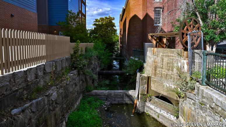 Merrimack Canal wasteway at the northern end of the canal, Lowell National Historical Park