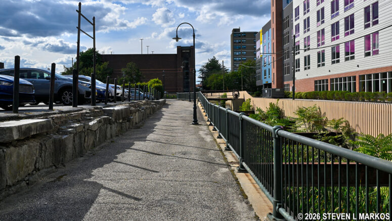 Path along the Merrimack Canal wasteway near the Merrimack Mill site, Lowell National Historical Park