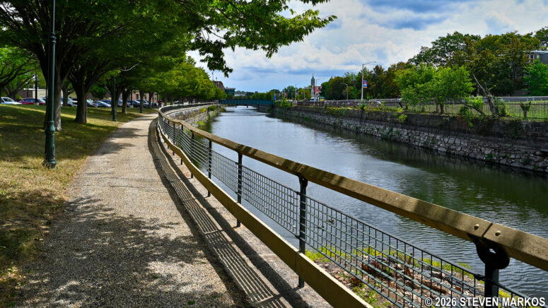 Start of the Heritage Hike at the mouth of the Northern Canal in Lowell, Massachusetts