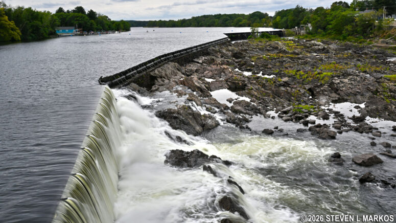 View of the Pawtucket Dam from the Pawtucket Gatehouse in Lowell, Massachusetts