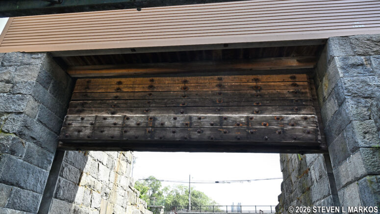 Wooden flood gate of the Francis Gate in Lowell, Massachusetts
