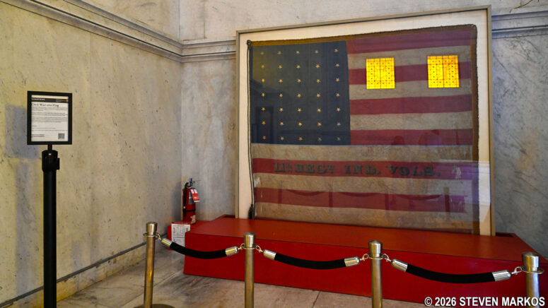 11the Indiana Infantry battle flag on display inside Grant's Tomb, General Grant National Memorial