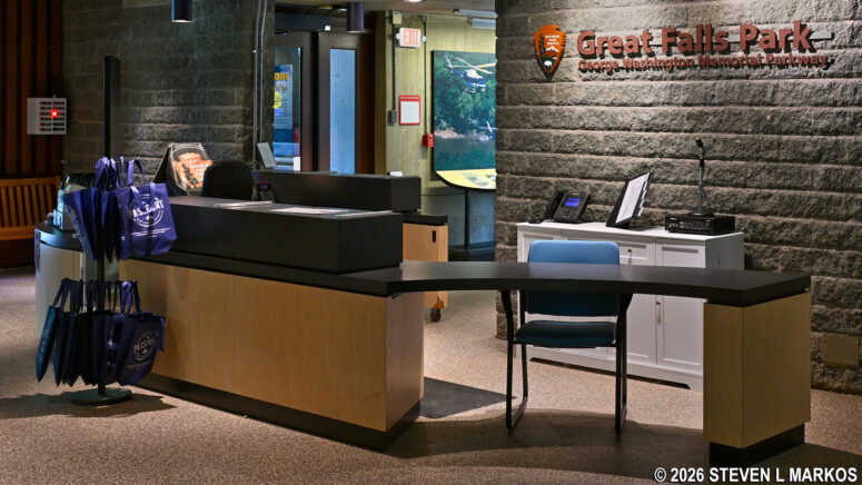 Information desk at the Great Falls Park Visitor Center in Virginia