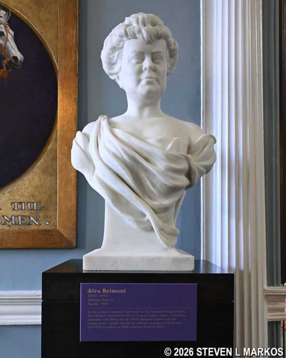 Bust of suffragist Alva Belmont on display at Belmont-Paul Women's Equality National Monument in Washington, D. C.