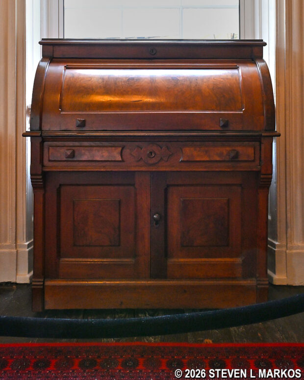 Susan B. Anthony's cylinder roll-top desk on display at Belmont-Paul Women's Equality National Monument in Washington, D. C.