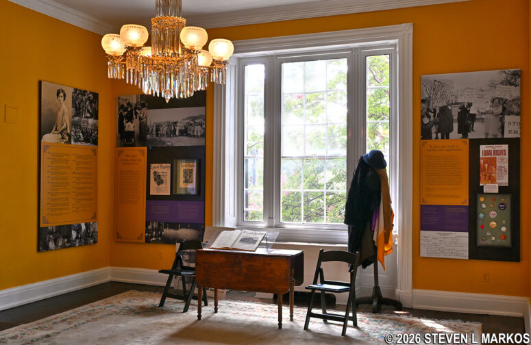 Exhibit on the Equal Rights Amendment and post-19th Amendment activities of the National Women's Party in the museum at Belmont-Paul Women's Equality National Monument