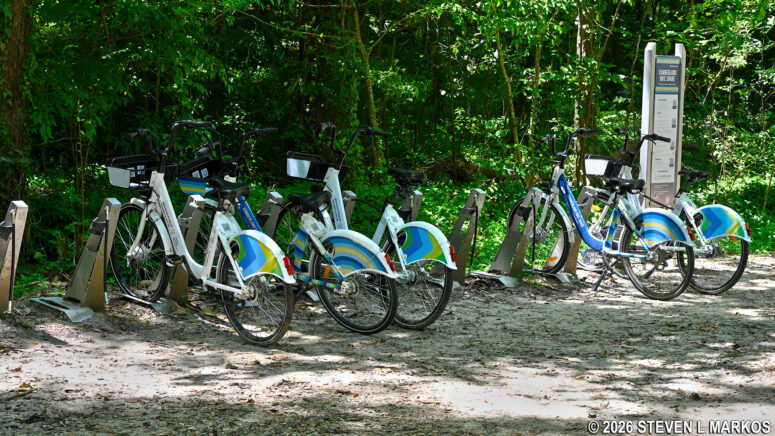 Bike rental station at the Interstate North parking lot in Chattahoochee River National Recreation Area