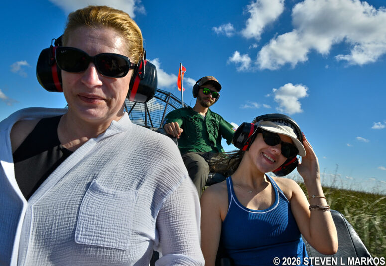 Guests enjoy a private airboat tours of the Shark Valley area in Everglades National Park