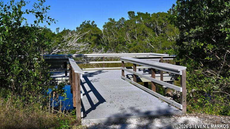 Observation deck over looking Eco Pond in Everglades National Park