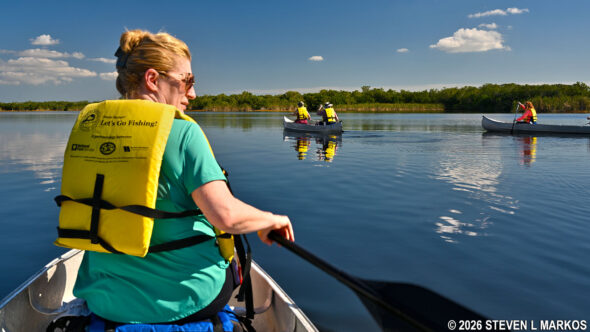 Canoeists on Nine Mile Pond in the Flamingo unit of Everglades National Park