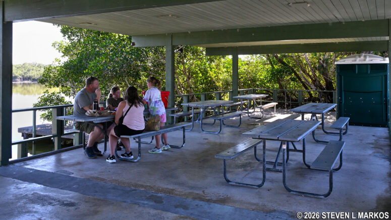 Picnic tables at West Lake in Everglades National Park
