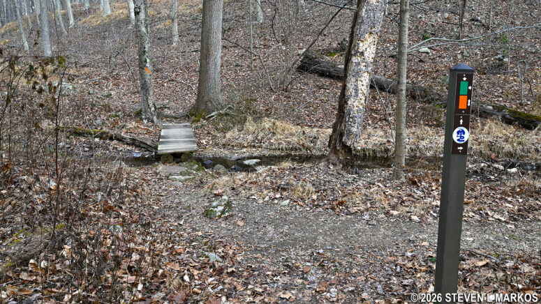 Soldier Hut Trail crosses Primrose Brook in the Jockey Hollow area of Morristown National Historical Park