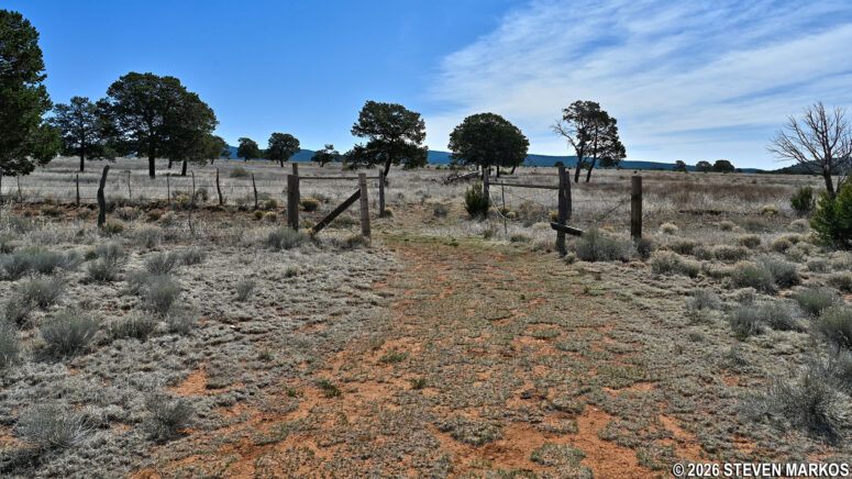 Fence at the southwestern corner of the South Pasture Loop Trail, Pecos National Historical Park