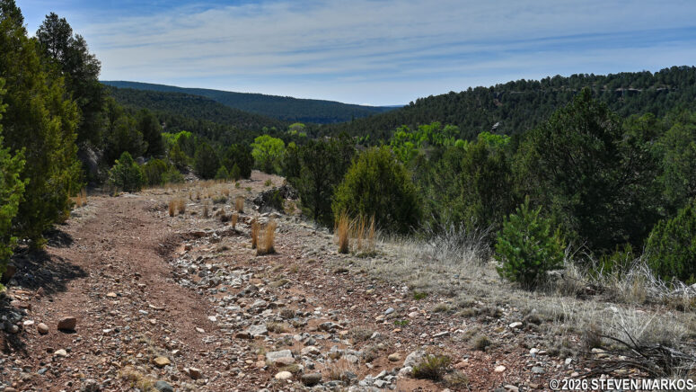 Rocky descent on the southeastern side of the South Pasture Loop Trail at Pecos National Historical Park