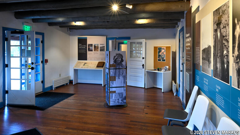 Exhibits on the Forked Lightning Ranch property ownership over the years at the Trading Post Museum, Pecos National Historical Park