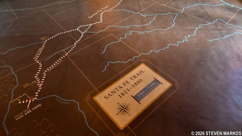 Santa Fe Trail floor map inside the Trading Post at Pecos National Historical Park