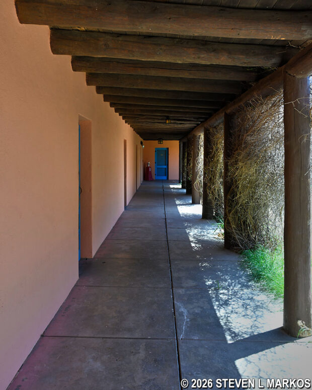 Portal walkway around the courtyard at the Forked Lightning Ranch main house, Pecos National Historical Park