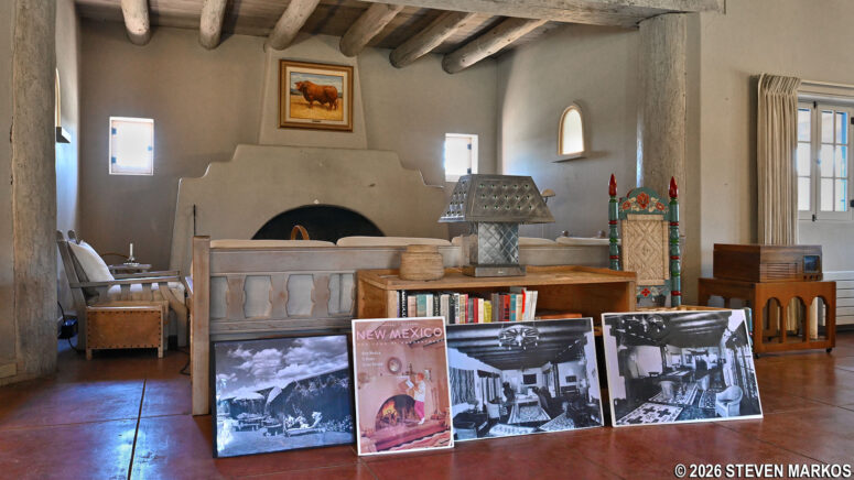 Living room sitting area at the Forked Lightning Ranch, Pecos National Historical Park