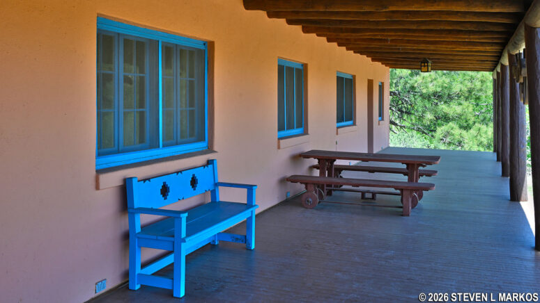 Front porch of the Forked Lightning Ranch main house, Pecos National Historical Park