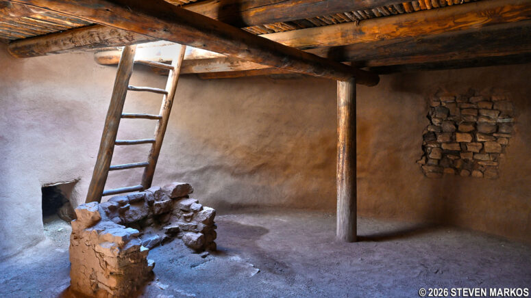 Inside the kiva at Stop 5 on the Ancestral Sites Trail at Pecos National Historical Park