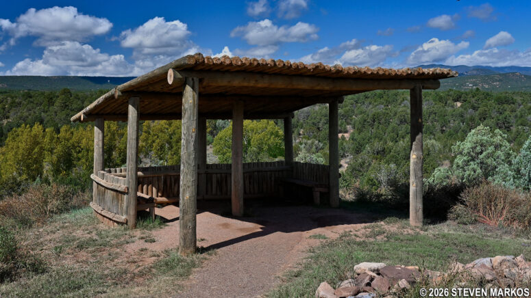 Shade shelter on the Ancestral Sites Trail at Pecos National Historical Park