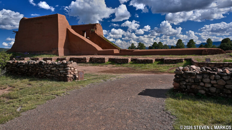 Spanish Mission Church ruins at Stop 10 on the Ancestral Sites Trail, Pecos National Historical Park