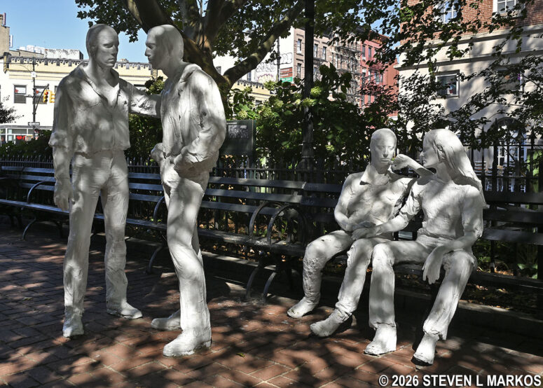 Gay Liberation sculpture by George Segal in Christopher Park, part of Stonewall National Monument