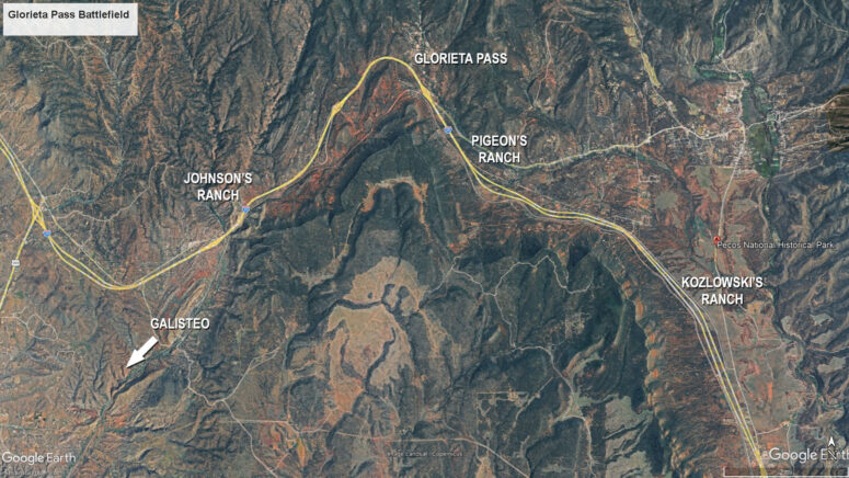 Key positions in the Battle of Glorieta Pass