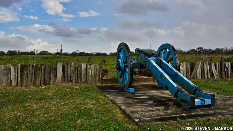 Replica howitzer artillery piece at Battery Four on the Chalmette Battlefield, Jean Lafitte National Historical Park and Preserve