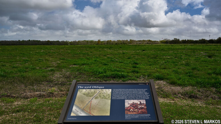 Wayside exhibit along Tour Loop Road at Chalmette Battlefield, Jean Lafitte National Historical Park and Preserve