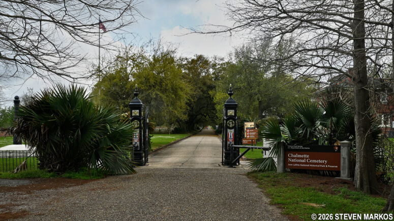 Entrance gate at Chalmette National Cemetery, Jean Lafitte National Historical Park and Preserve