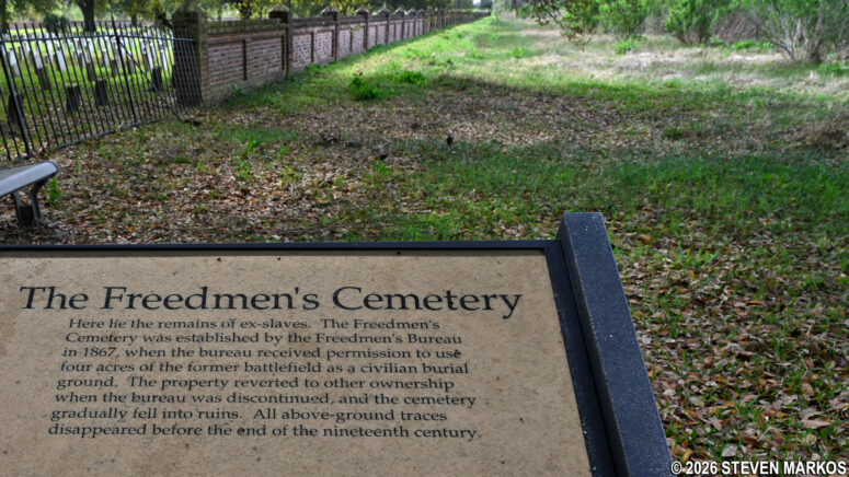 Location of the Freedmen's Cemetery next to Chalmette National Cemetery, Jean Lafitte National Historical Park and Preserve