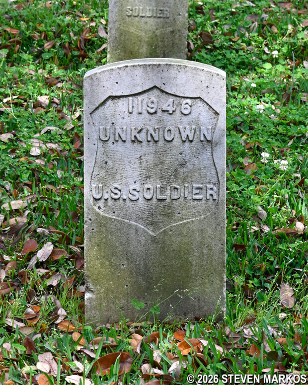 Grave of an unknown soldier at Chalmette National Cemetery, Jean Lafitte National Historical Park and Preserve