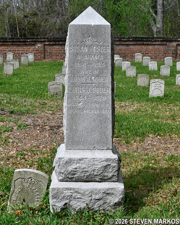 Soldier and wife buried together at Chalmette National Cemetery, Jean Lafitte National Historical Park and Preserve