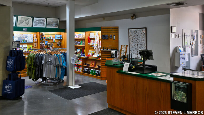 Information desk and souvenir store inside the French Quarter Visitor Center at Jean Lafitte National Historical Park and Preserve