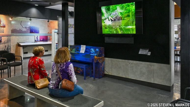 Visitors watch the park film at the French Quarter Visitor Center, Jean Lafitte National Historical Park and Preserve