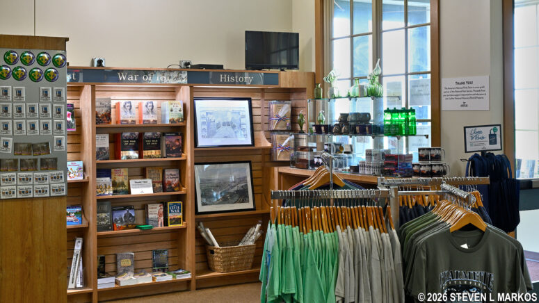 Souvenir and bookstore inside the Chalmette Battlefield Visitor Center, Jean Lafitte National Historical Park and Preserve