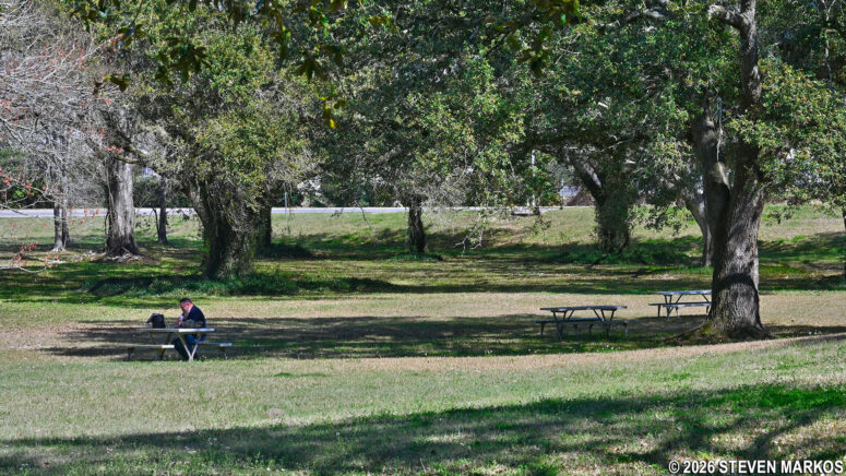Picnic tables at the Acadian Cultural Center, Jean Lafitte National Historical Park and Preserve