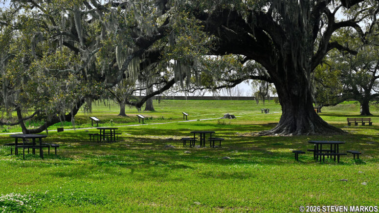 Picnic area at Chalmette Battlefield, Jean Lafitte National Historical Park and Preserve