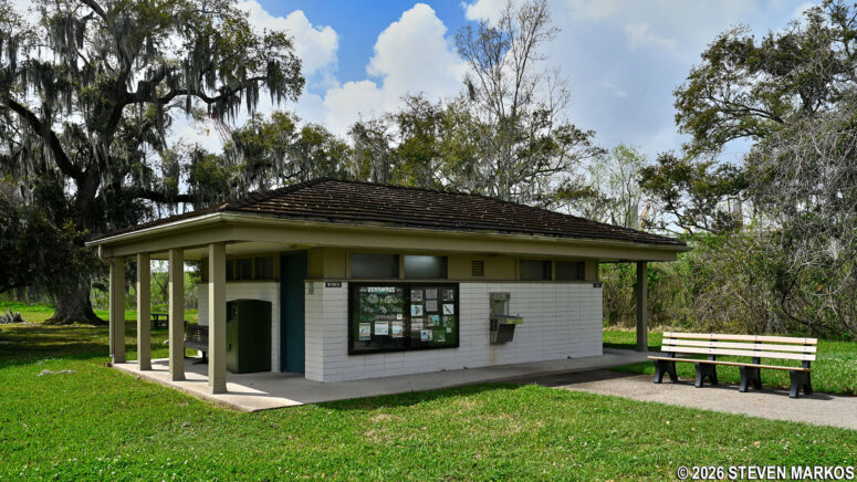 Restrooms at the picnic area beside Chalmette Battlefield, Jean Lafitte National Historical Park and Preserve