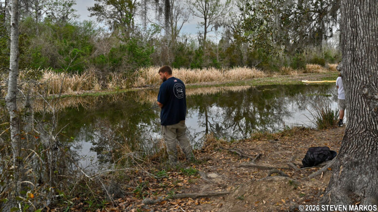Fishing at the end of the Twin Canals Trail, Jean Lafitte National Historical Park and Preserve